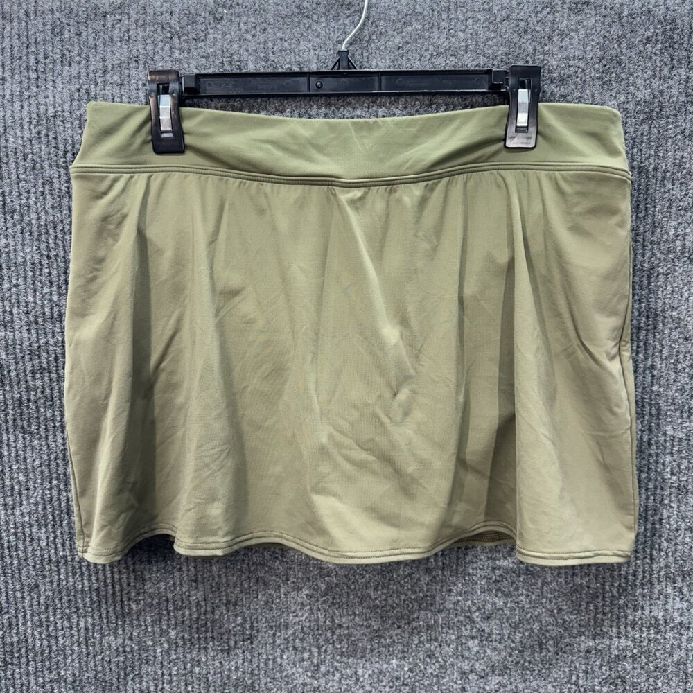 Lands’ End Swim Skirt Skort Womens 14 Olive Green Bathing Suit Skort Quick Dry